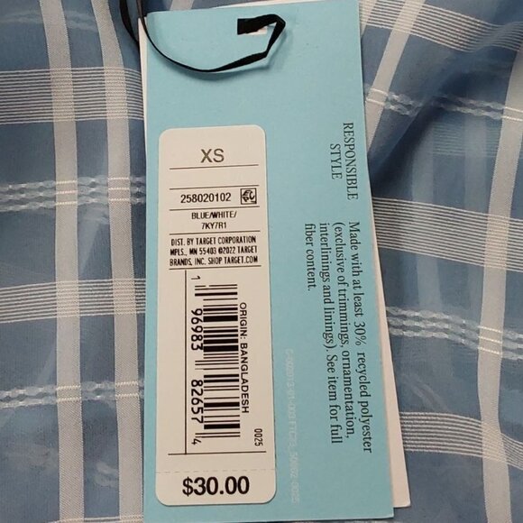 Blue Sheer Gingham Puff Sleeve Wrap Blouse | Future Collective | X Small - Picture 9 of 10